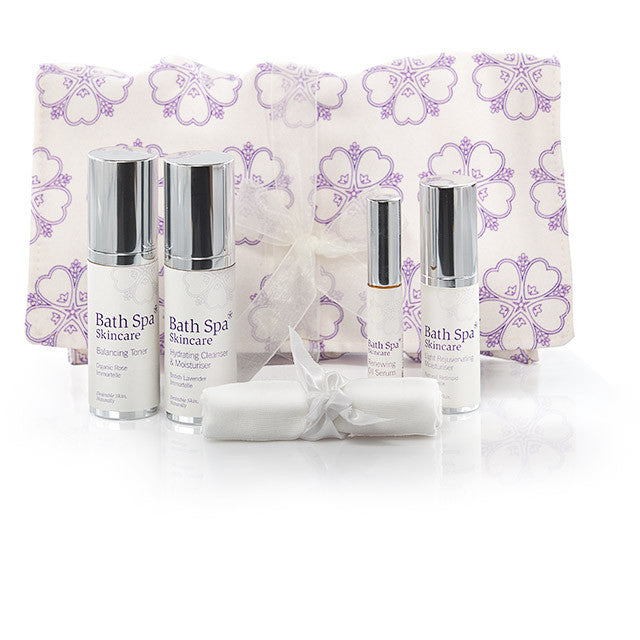 Facial gift/travel set in organic fabric bag